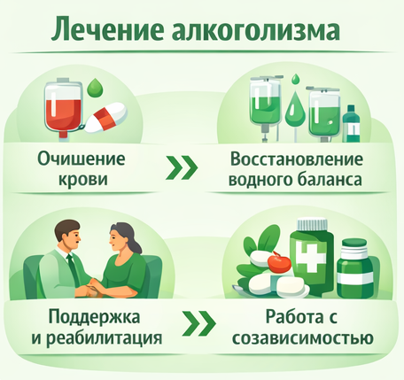 лечение алкоголизма в Барыше этапы